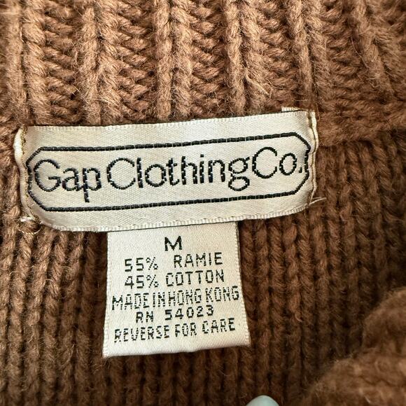 80s Vintage | Gap Clothing Co. | Brown Cotton Blend Collared Sweater | Medium - Picture 4 of 4